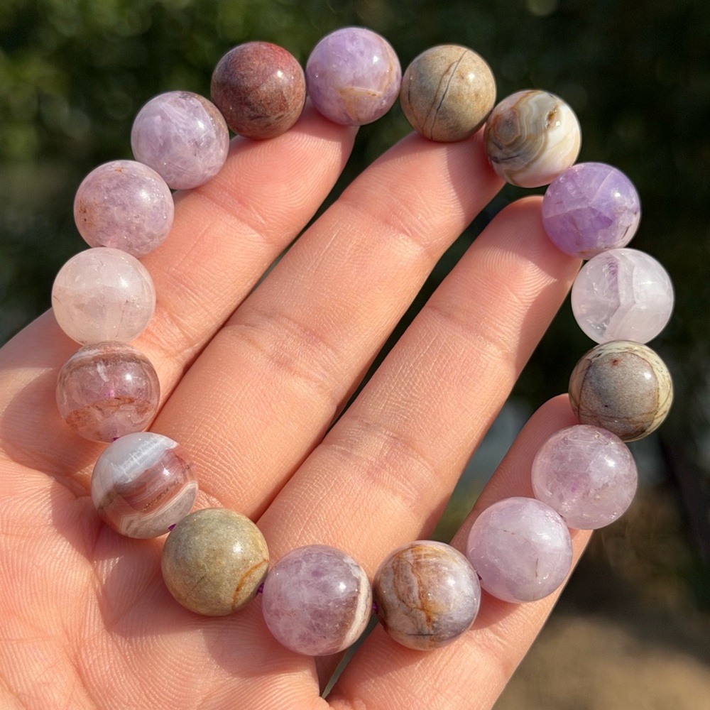 12.5mm stretchable aurora amethyst agate bracelet 1129